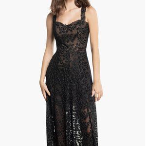 Anabel Semisheer Sweetheart Neck Gown (Black Medium)